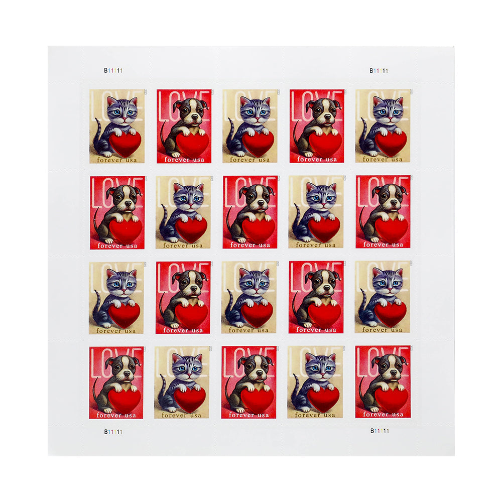 2023 First-Class Forever Stamps - Love: Kitten &amp; Puppy